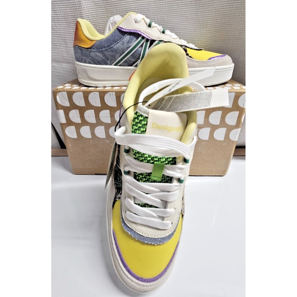 Desigual Women leather fabric patchwork laced up Sneakers Low US 10/EUR41